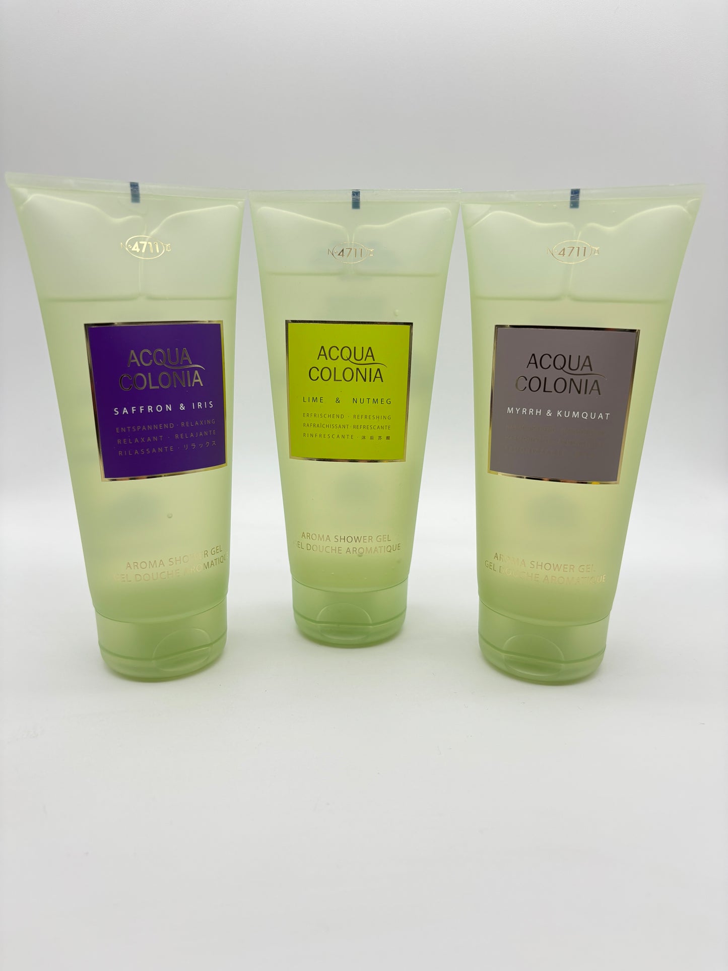 4711 ACQUA COLONIA Duschgel 3 x 200 ml Myrrh & Kumquat +Saffron & Iris + Lime & Nutmeg