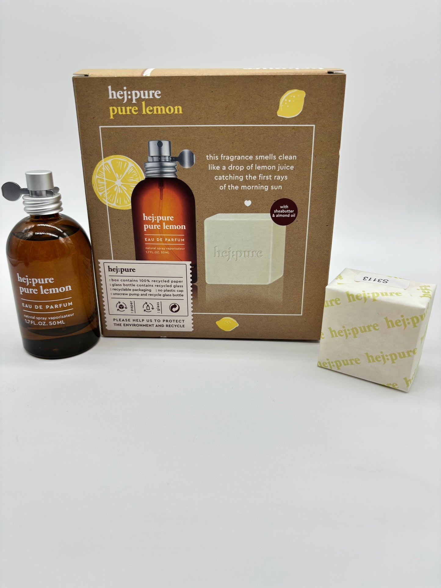 hej:pure pure lemon Eau de Parfum 50 ml + Seife mit Sheabutter & Almond Oil Geschenkset