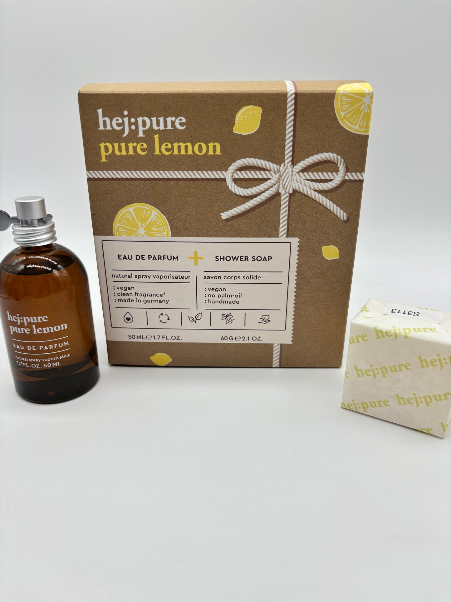 hej:pure pure lemon Eau de Parfum 50 ml + Seife mit Sheabutter & Almond Oil Geschenkset