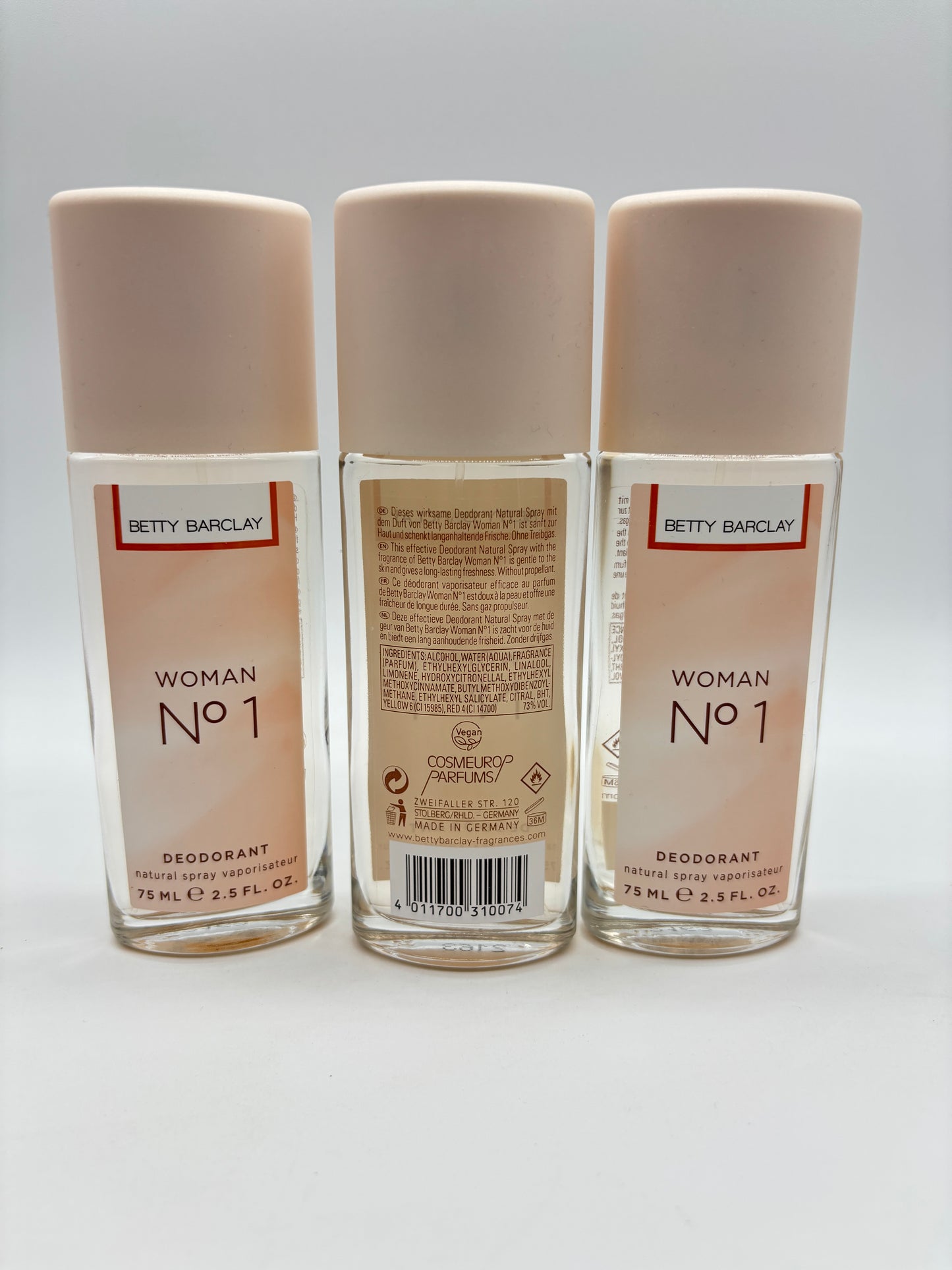 Betty Barclay N° 1 Deodorant Spray Natural Spray Vaporisator 3 x 75 ml / 225 ml