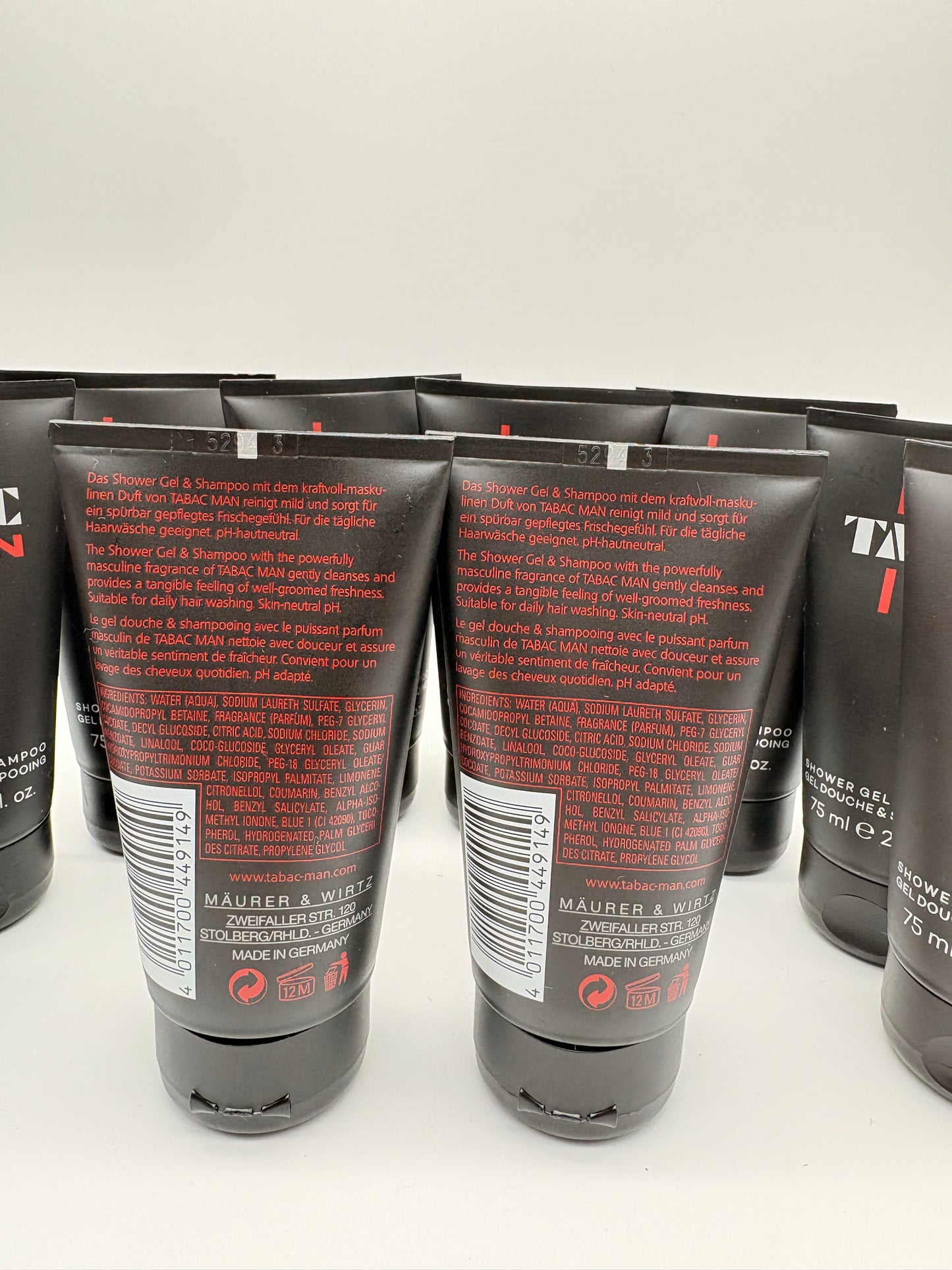 Tabac MAN schwarz Duschgel & Shampoo 10 x 75 ml / 750 ml