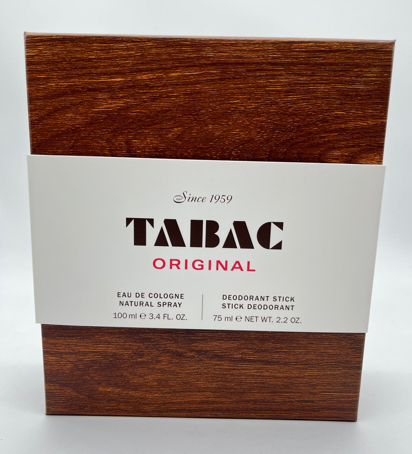 Tabac Original Duo Geschenkset Holzoptik Eau de Cologne 100 ml + Deodorant Stick 75 ml