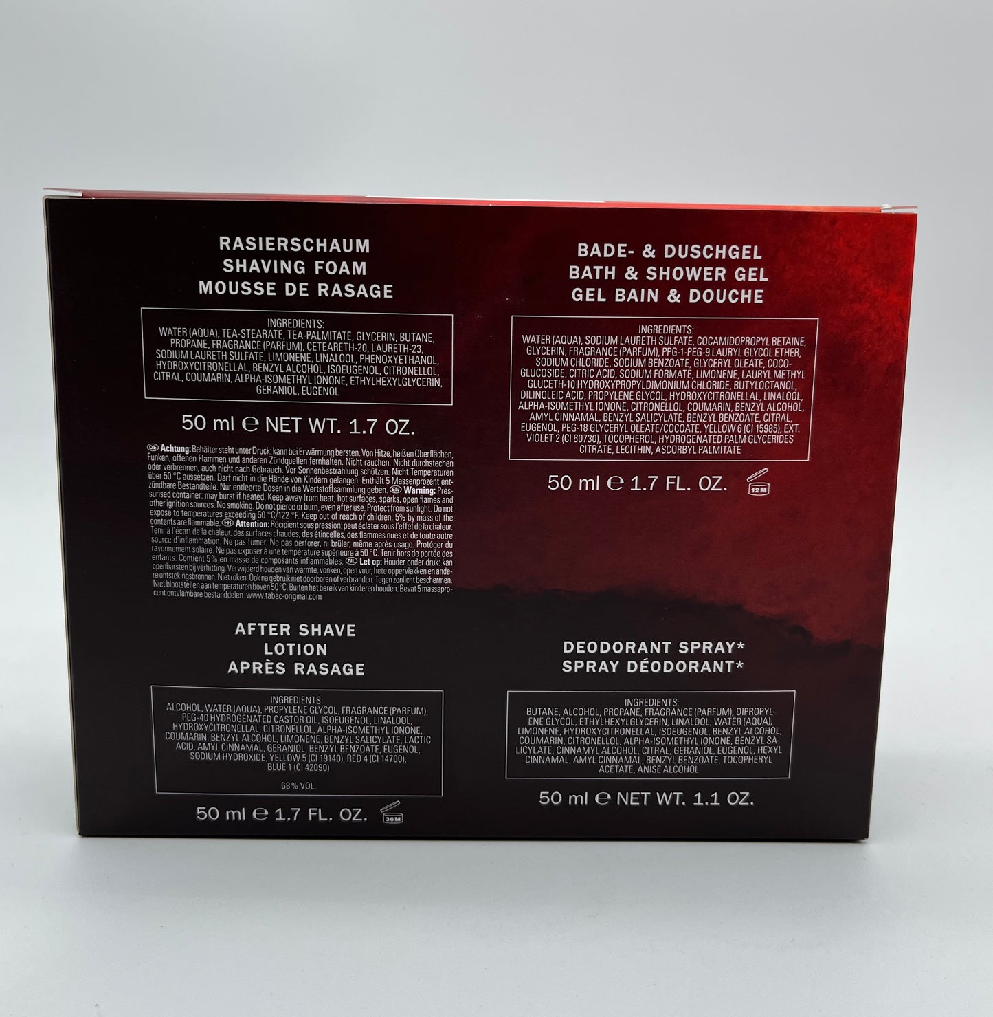 Tabac Original Quattro Geschenkset Deodorant + After Shave + Rasierschaum + Bade- & Duschgel