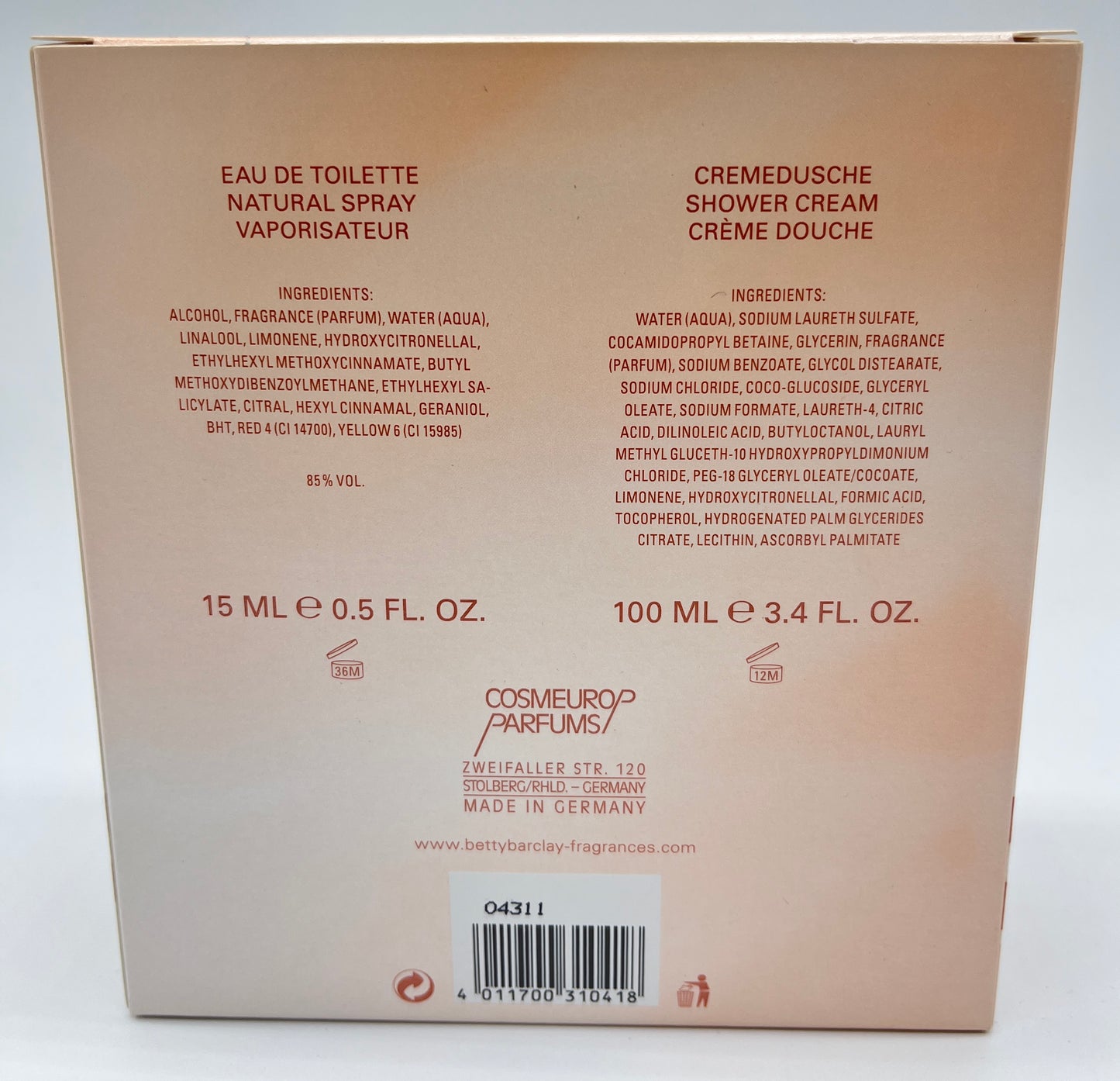 Betty Barclay No. 1 Duo Geschenkset Eau de Toilette 15 ml + Duschgel 100 ml