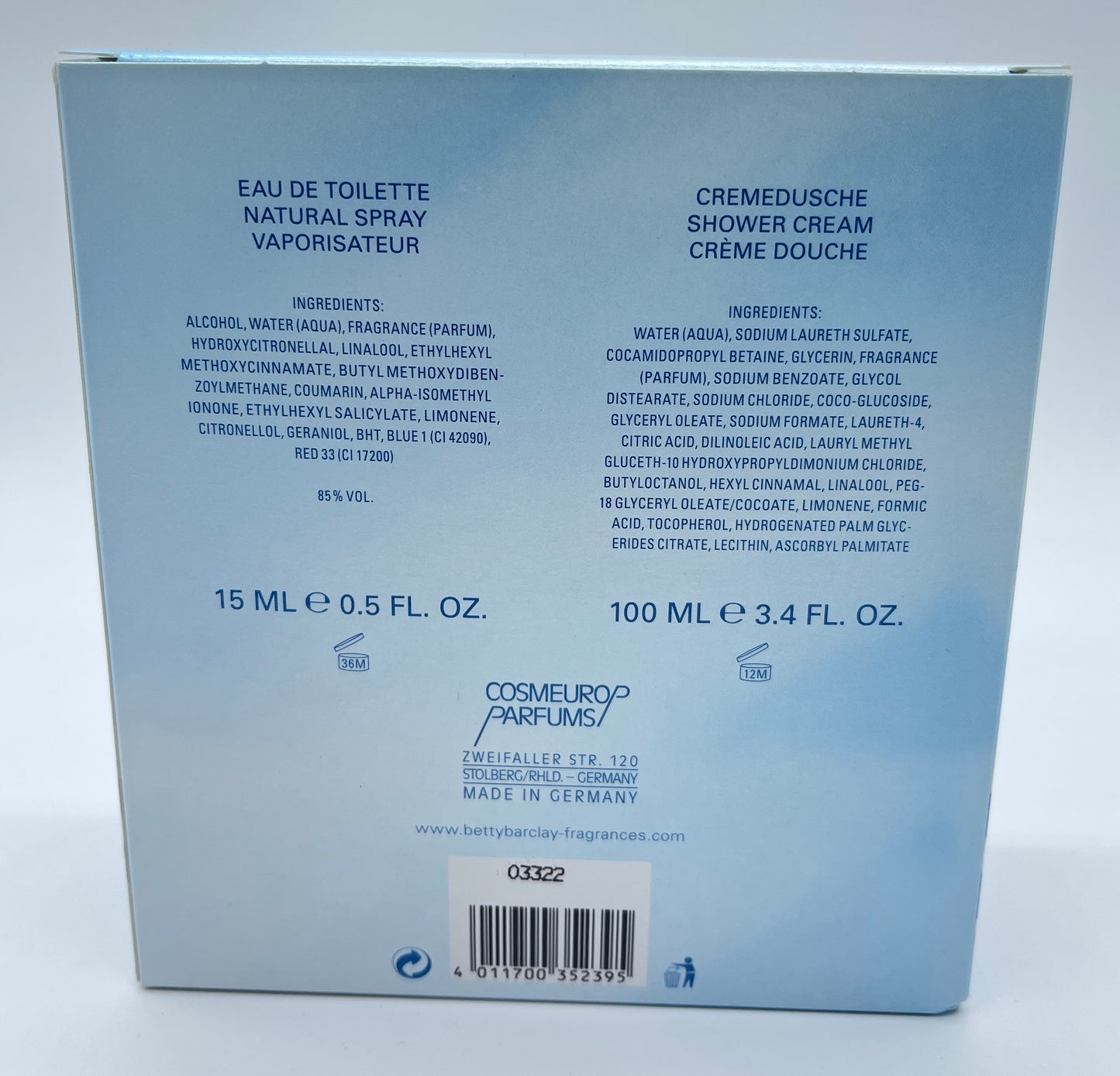 Betty Barclay No. 2 Duo Geschenkset Eau de Toilette 15 ml + Duschgel 100 ml