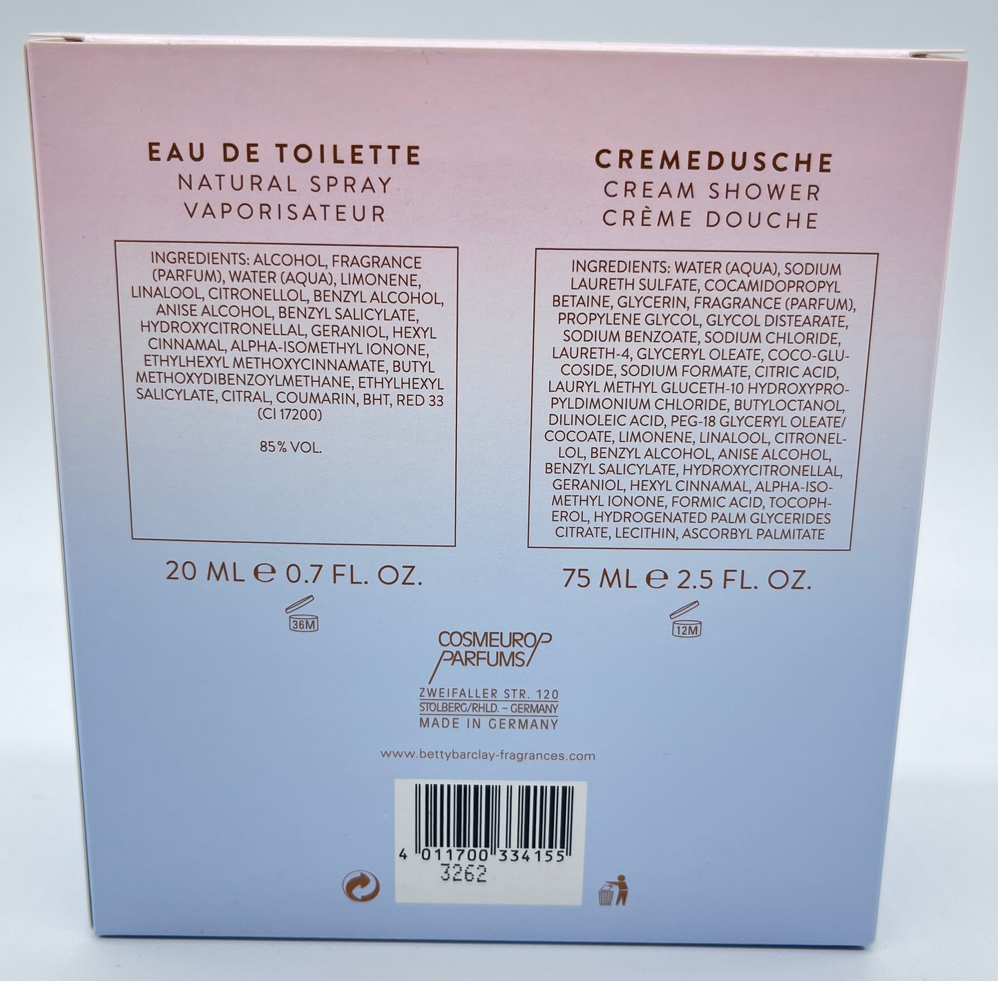 Betty Barclay Dream Away Duo Geschenkset Eau de Toilette 20 ml + Duschgel 75 ml