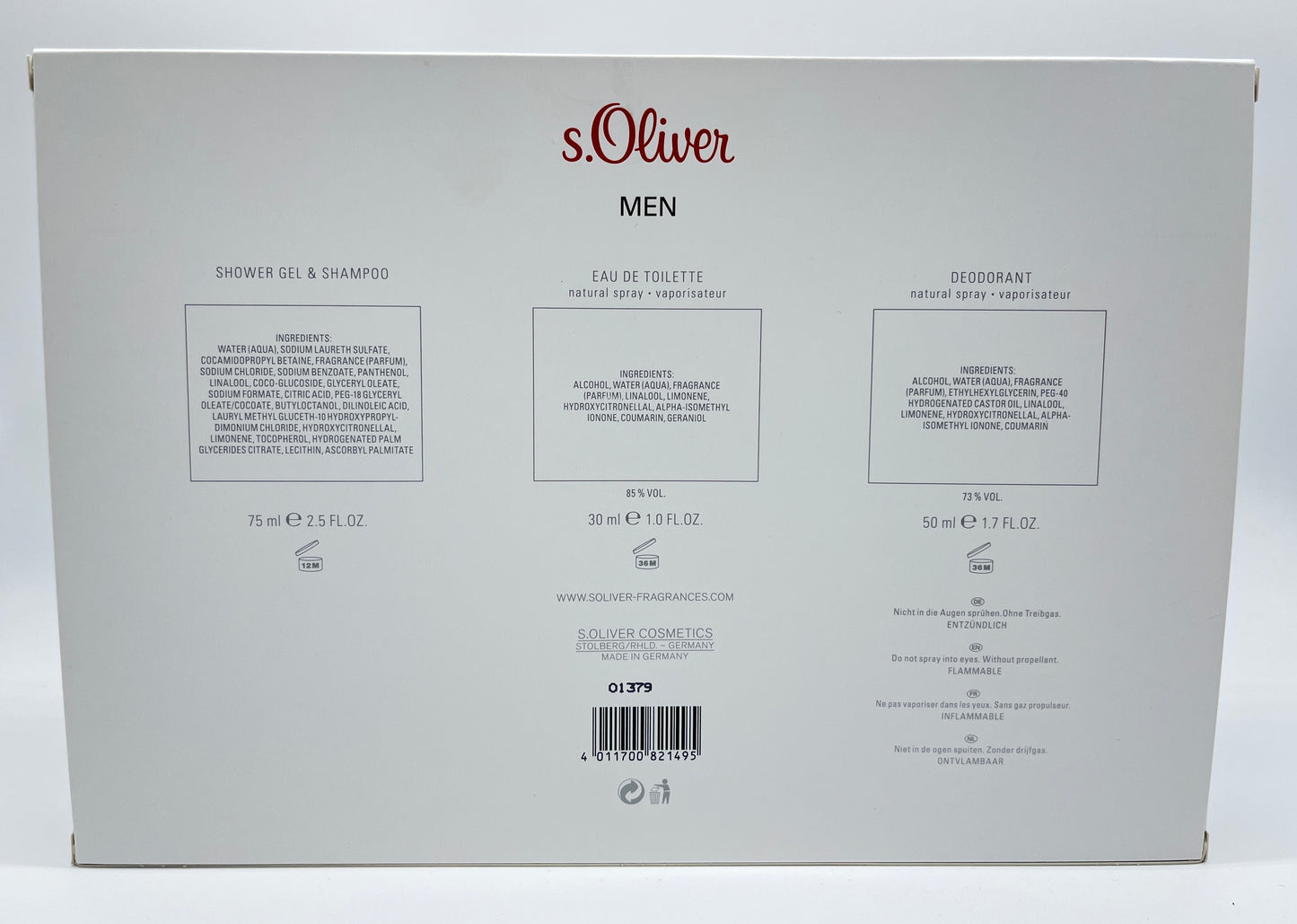 s.Oliver Men Trio Geschenkset Eau de Toilette 30 ml + Shampoo 75 ml + Deodorant 50 ml