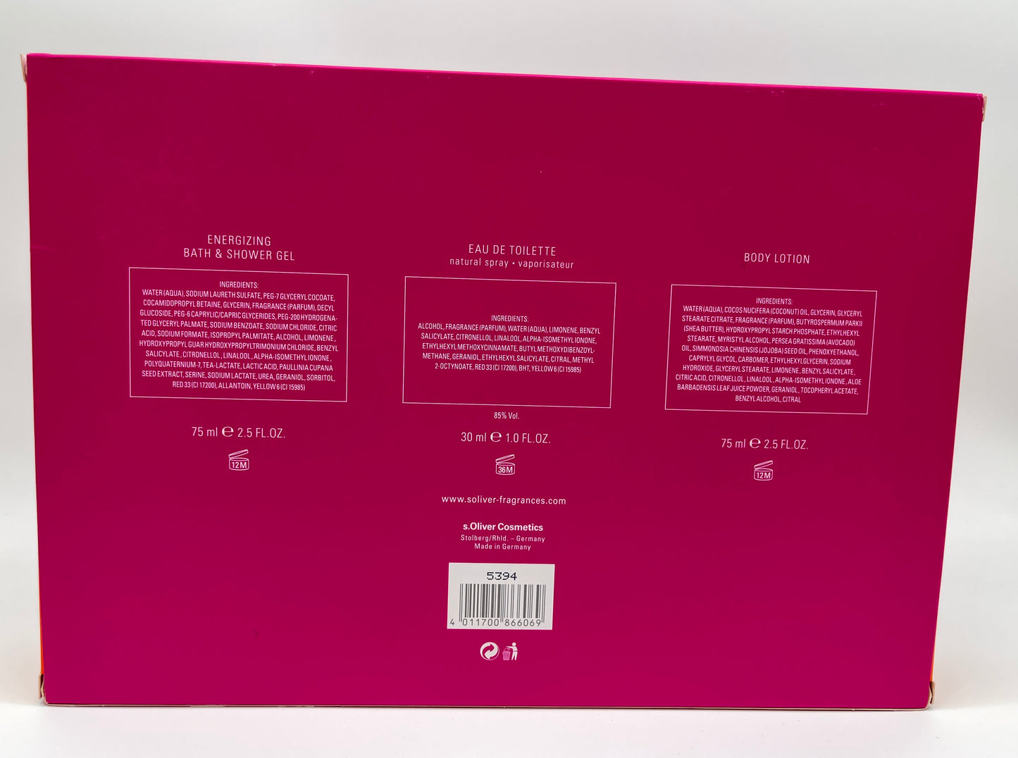 s.Oliver Prime League Trio Geschenkset Eau de Toilette 30 ml + Duschgel 75 ml + Body Lotion 75 ml