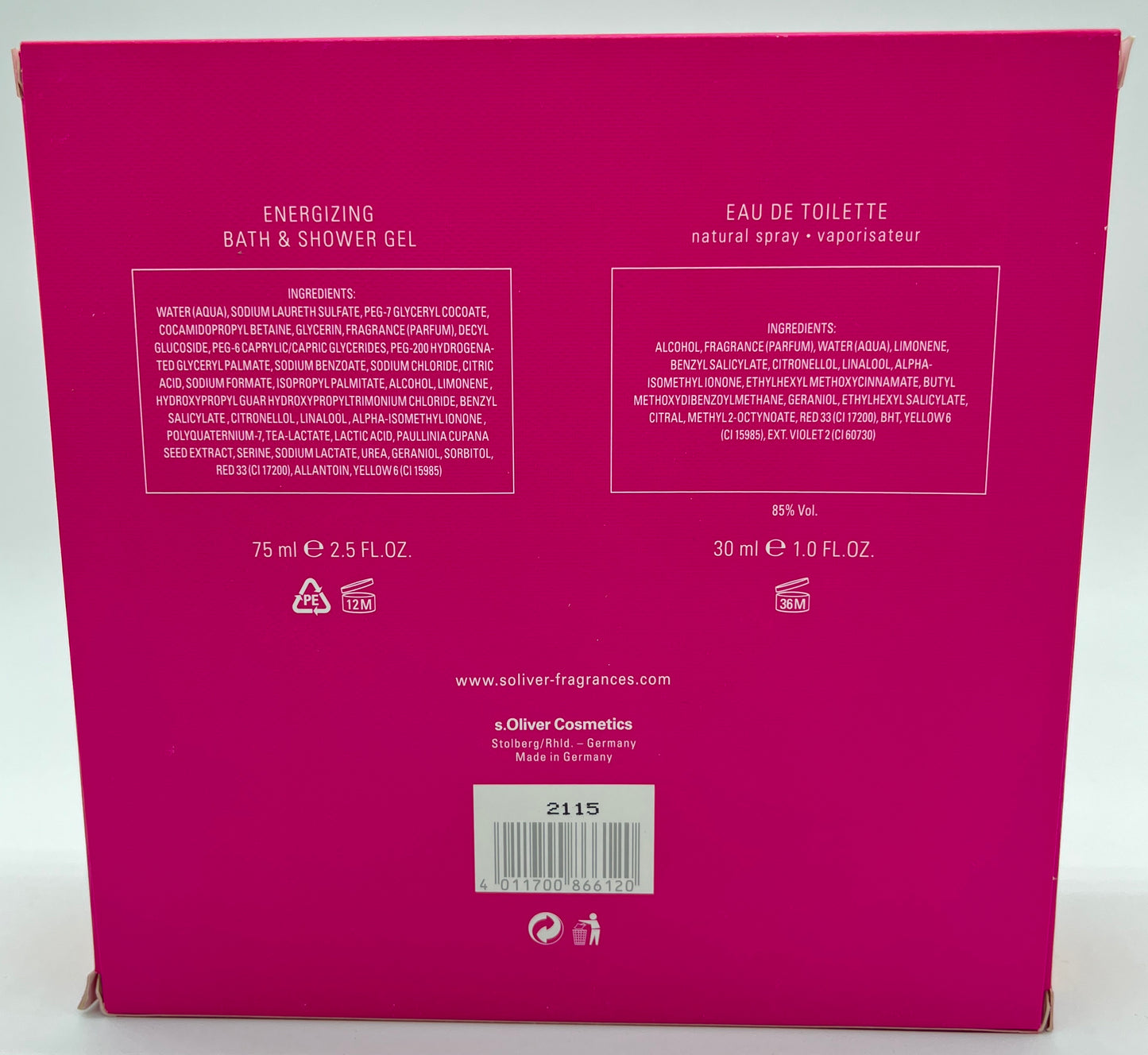 s.Oliver Prime League Duo Geschenkset Eau de Toilette 30 ml + Duschgel 75 ml