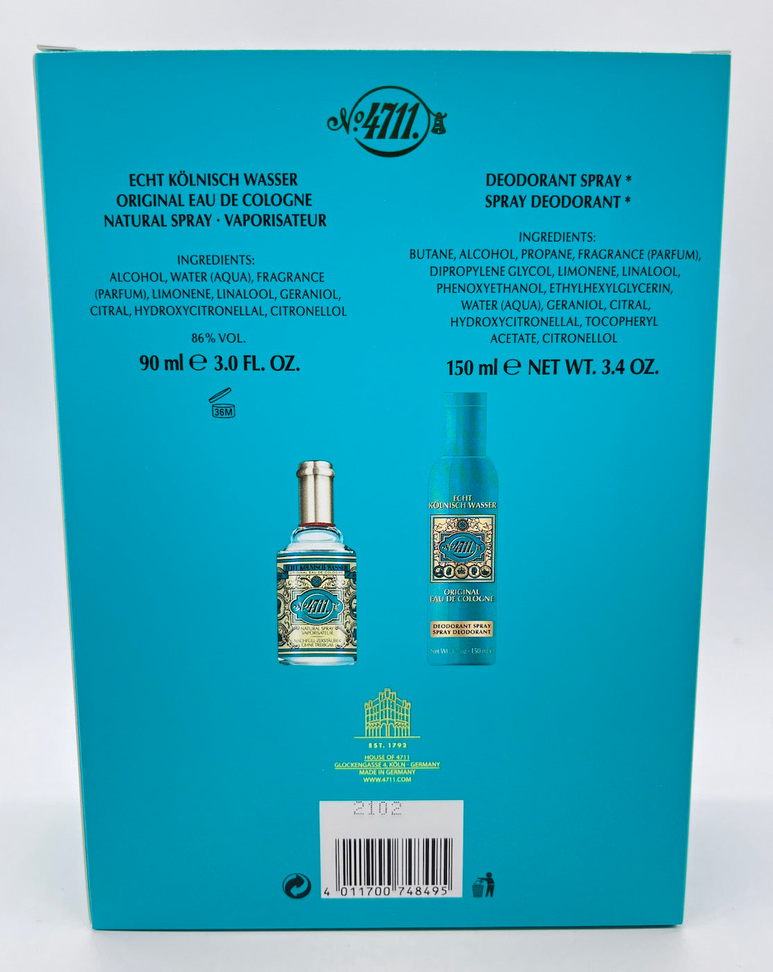 4711 Echt Kölnisch Wasser Original Eau de Cologne 90 ml + Deodorant 150 ml