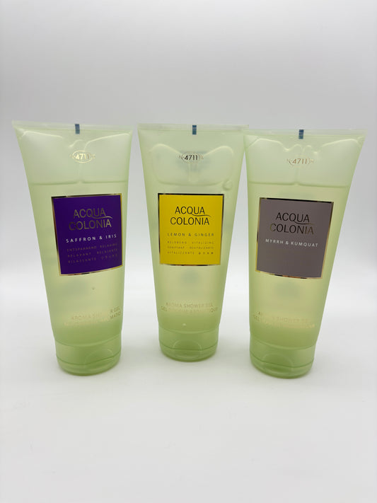 4711 ACQUA COLONIA Duschgel 3 x 200 ml Myrrh & Kumquat +Saffron & Iris + Lemon & Ginger