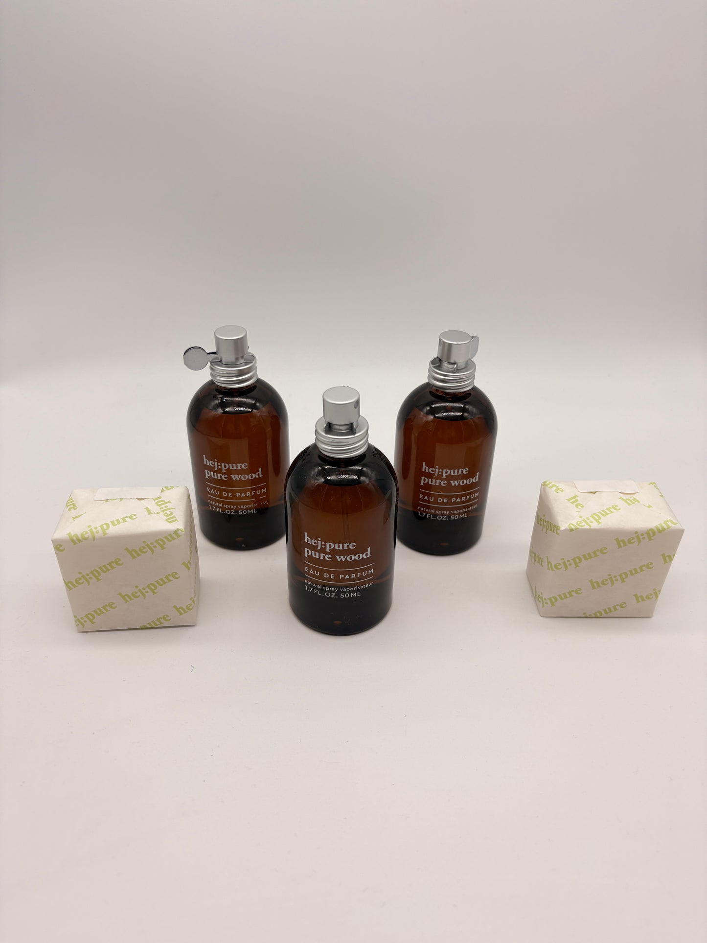 hej:pure pure  wood Eau de Parfum 3 x 50 ml / 150 ml + 2 x Seife