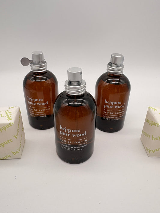 hej:pure pure  wood Eau de Parfum 3 x 50 ml / 150 ml + 2 x Seife
