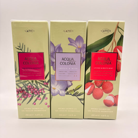 4711 ACQUA COLONIA Duschgel 3 x 200 ml Pink Pepper & Grapefruit + Freesia & Musk + Lychee & White Mint