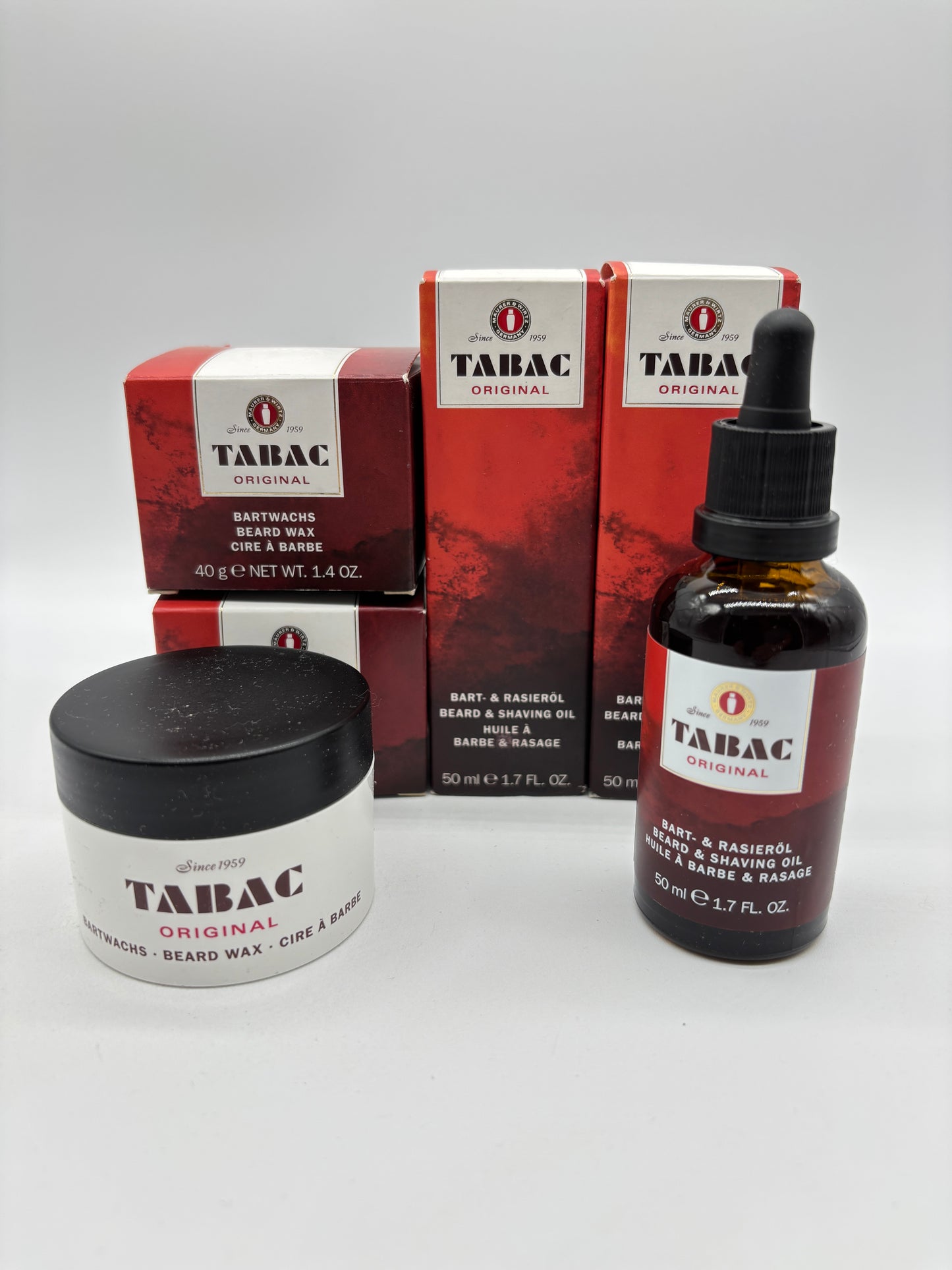 Tabak Original  Bart & Rasieröl 2 x 50 ml +  Bartwachs 2 x 40 Gramm