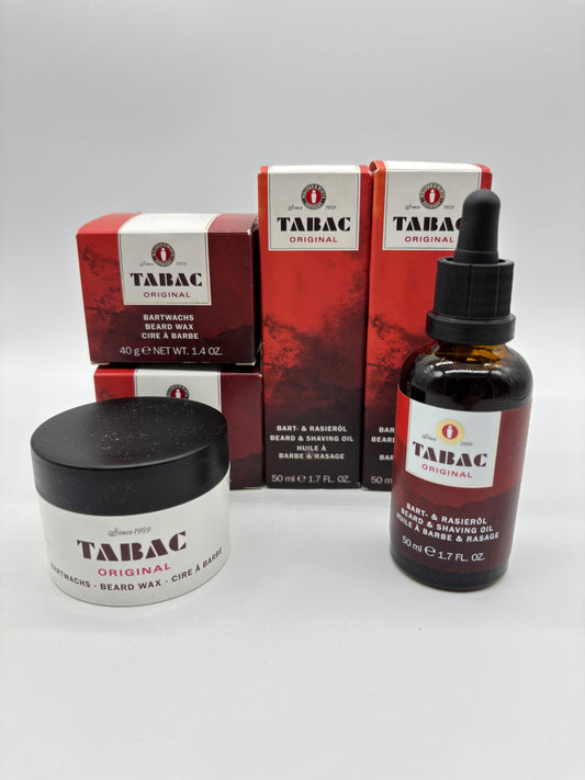 Tabak Original  Bart & Rasieröl 2 x 50 ml +  Bartwachs 2 x 40 Gramm