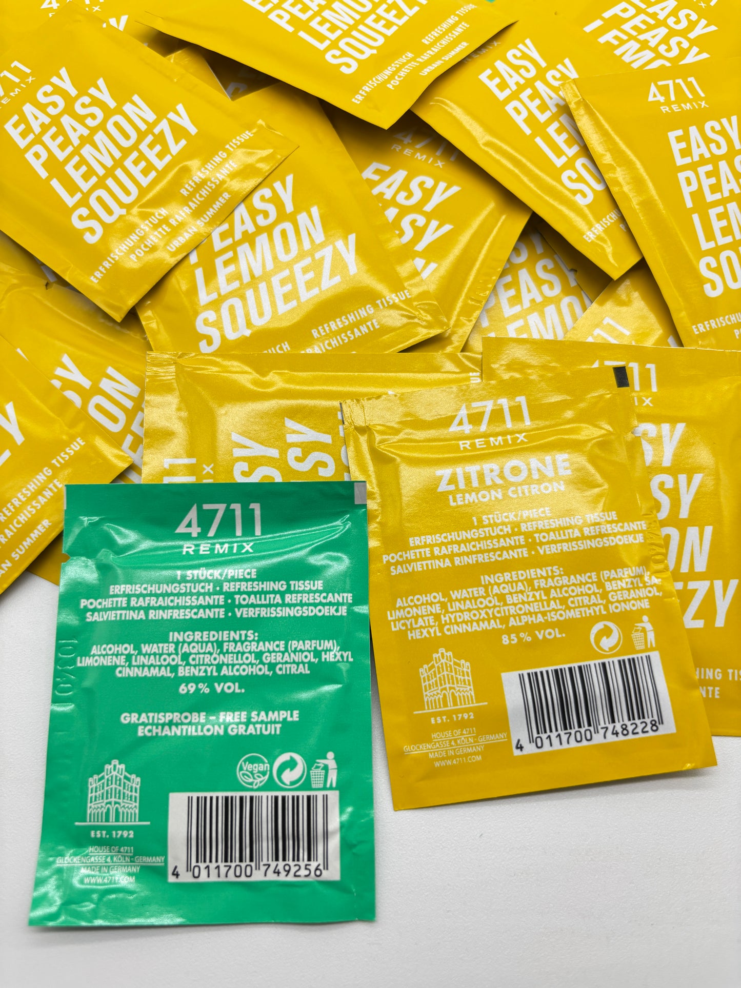 4711 Remix  Erfrischungstücher 25 Stück GRÜN + 25 Stück GELB